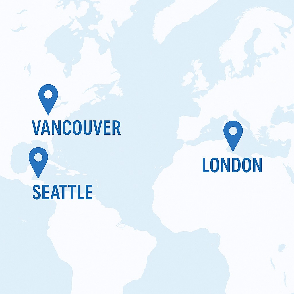 World map with London highlighted